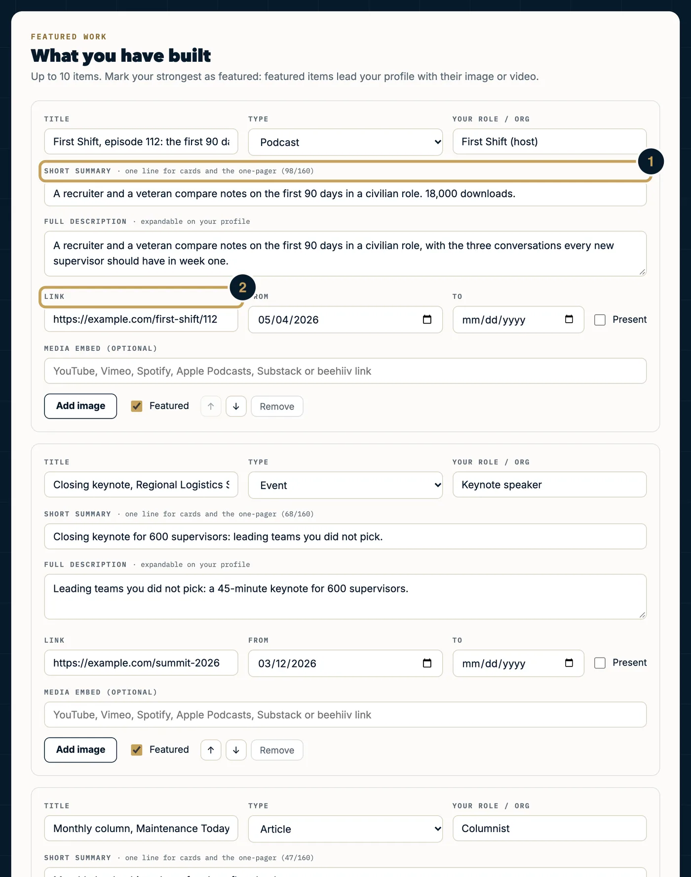 Add Featured Work and Channels | MIC Index